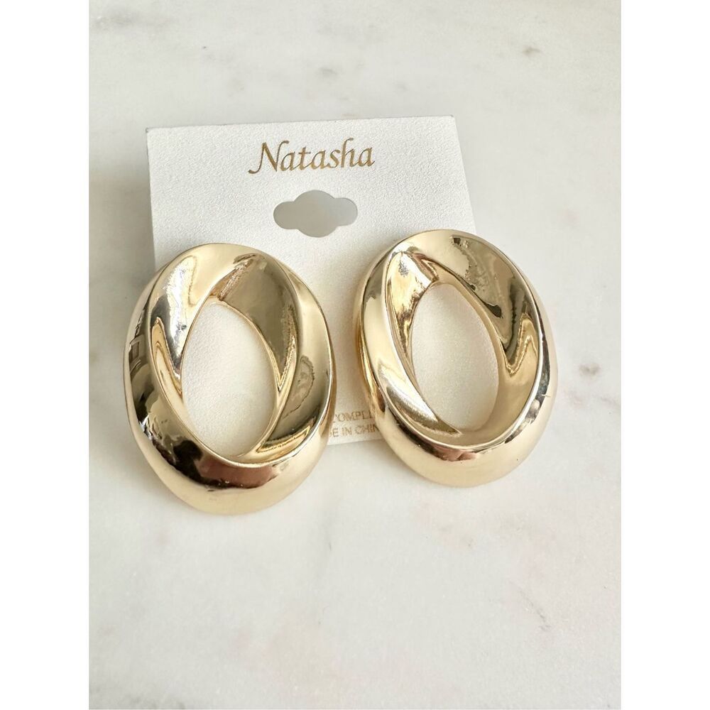 Natasha Gold sleek statement oval earrings 